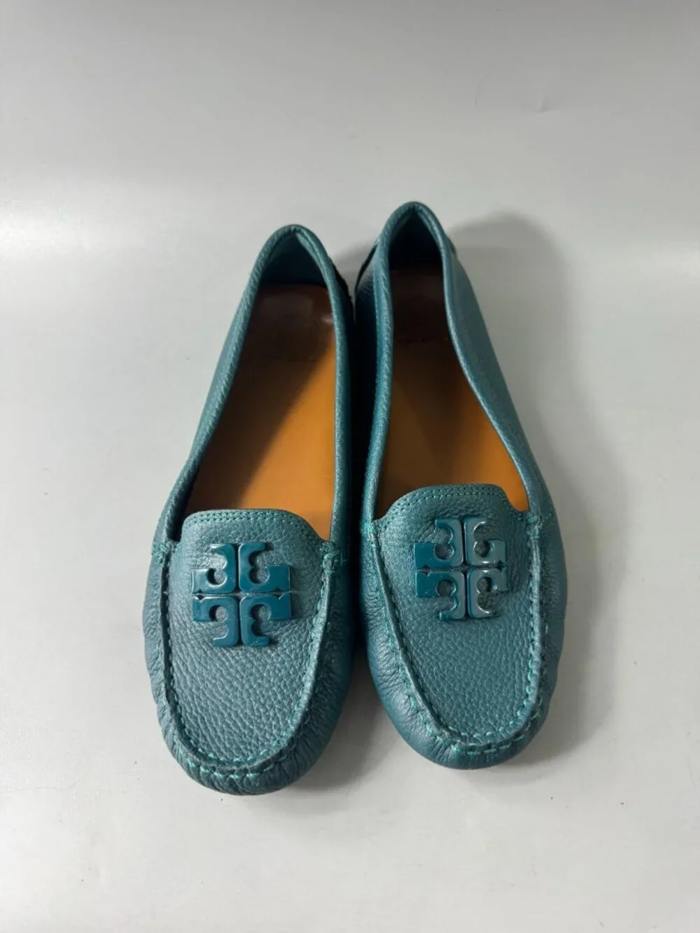 Tory Burch Teal Leather Loafers, Size 7 1/2